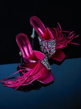 OBO! Azalea Wang Pink Joplin Feather Heels